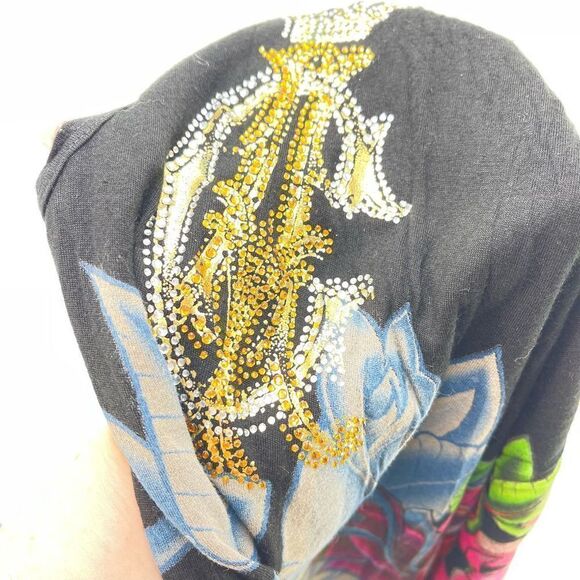 Christian Audigier ruched bling long line tank top black Extra Small - Picture 11 of 11